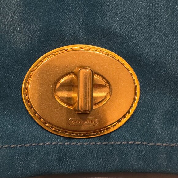 Coach Satin Blue Clutch with Strap - Picture 2 of 4